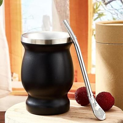 Набор чашек Yerba Mate, чашка в форме тыквы с двойными стенками из нержавеющей стали и щеткой для чистки чашек Bombilla, чайный набор, богатый антиоксидантами и повышающий энергию