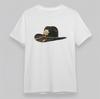 Men's Oversize T-Shirt Western Hat Gold Accent Tee Short Sleeve Cotton Tee White