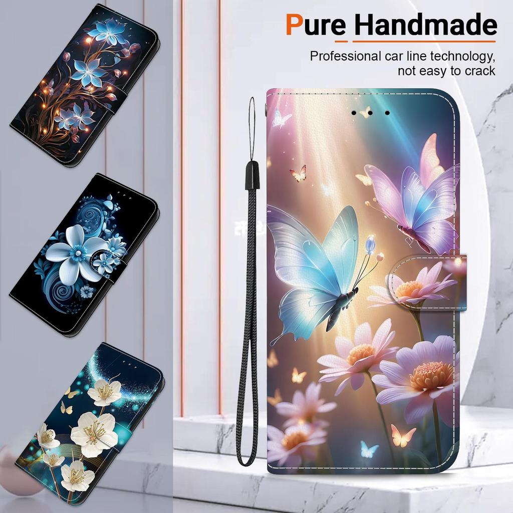 3D Абстрактное искусство Живопись Цветы Животные Кожаный телефон Кошелек Чехол-книжка Подставка для Google 8 Infinix Note 40 Tecno Camon 30 Магнитный слот для карт Флип-чехол