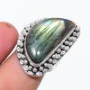 Натуральный Лабрадорит Драгоценный Камень 925 Стерлинговое Серебро Ювелирное Кольцо Размер 7.5 t6E84