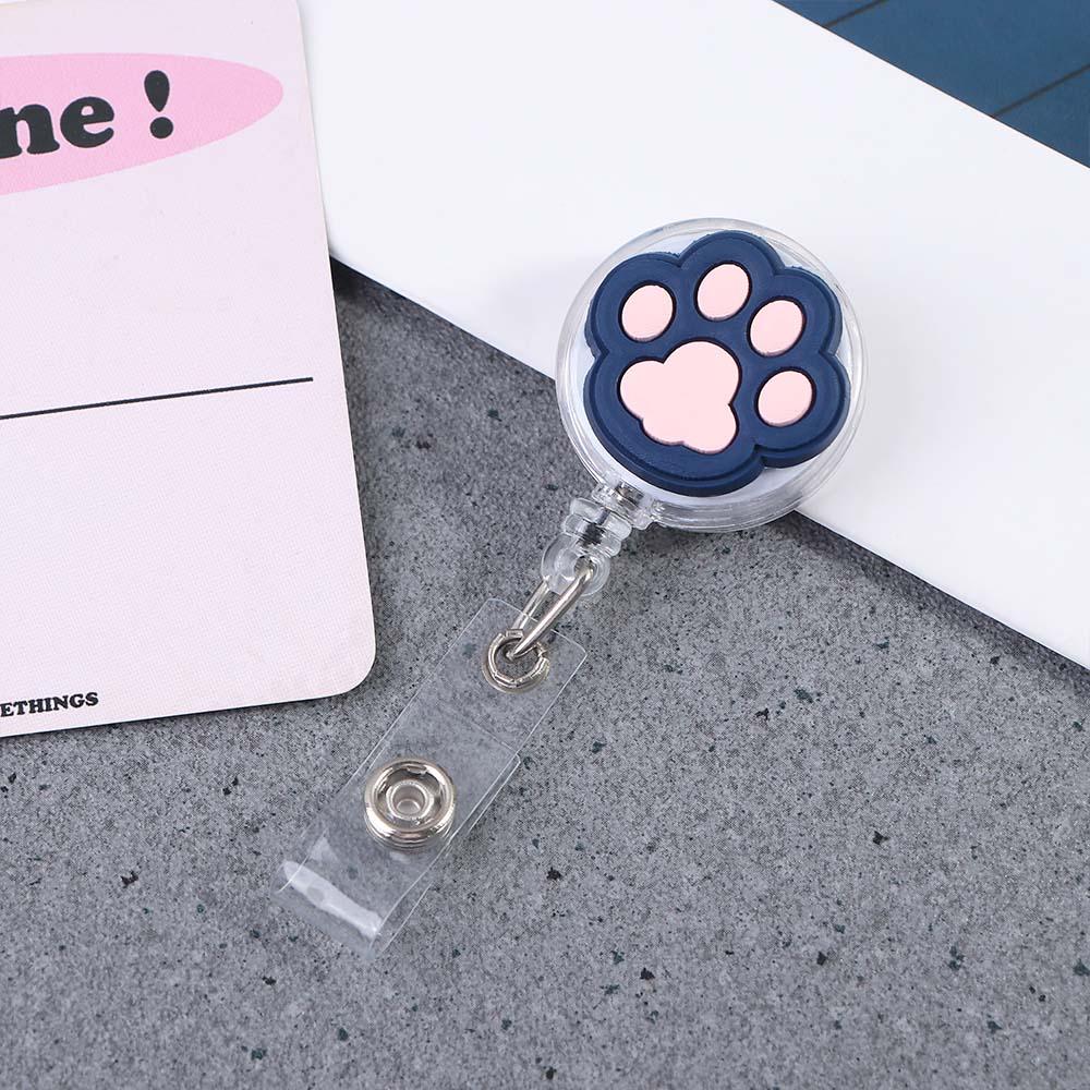 PVC Students Doctors Nurse Retractable Badge Holder Cartoon Cat Paw ID Card Holder Name Card Holder
