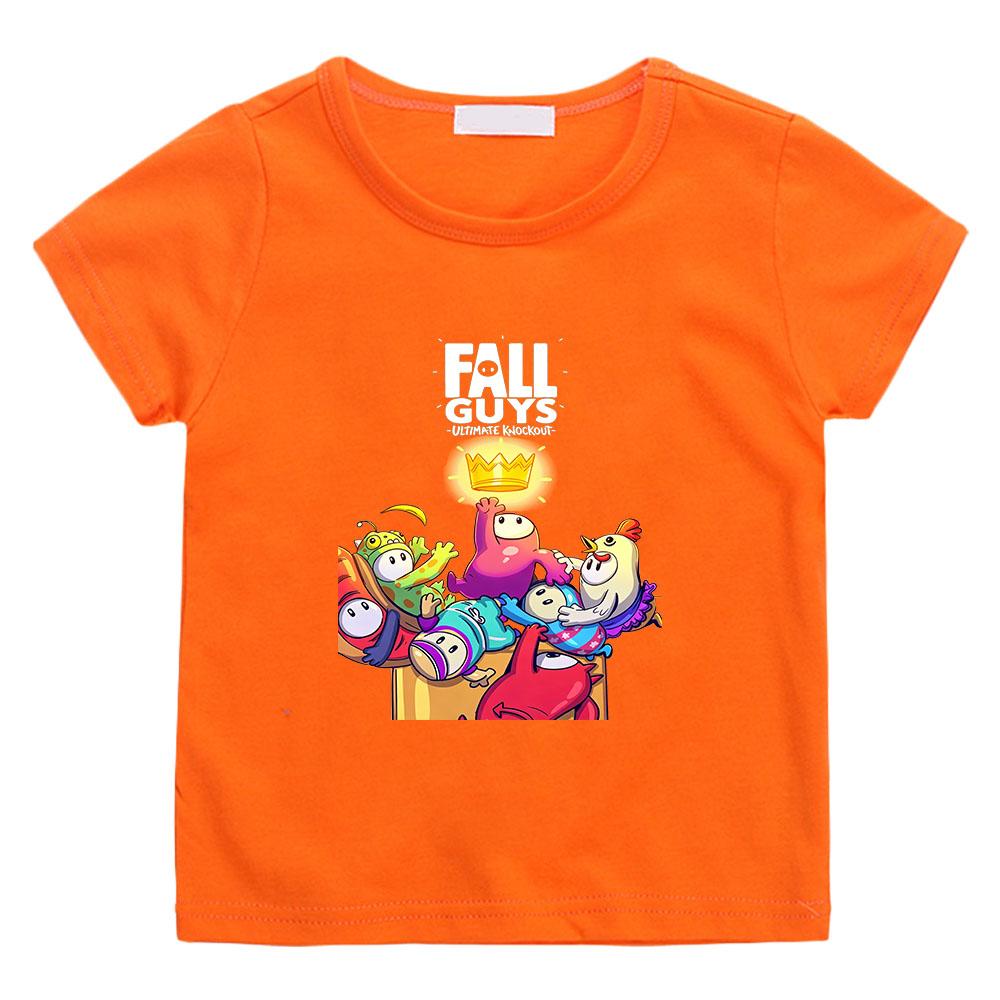 Игровая футболка Fall Guys для детей 2-12 лет, 100% хлопок, для мальчиков и девочек, с милым мультяшным принтом, с коротким рукавом, с круглым вырезом, повседневная, летняя, детские топы