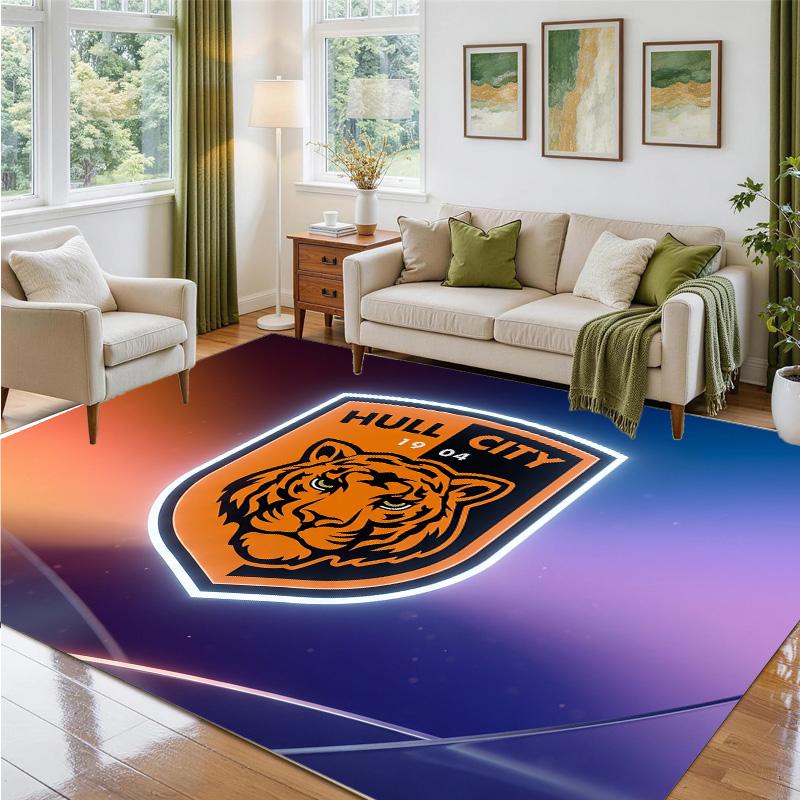 Hull City Football Design Crystal Velvet Rug Soft Decorative Mat for Bedroom Entrance