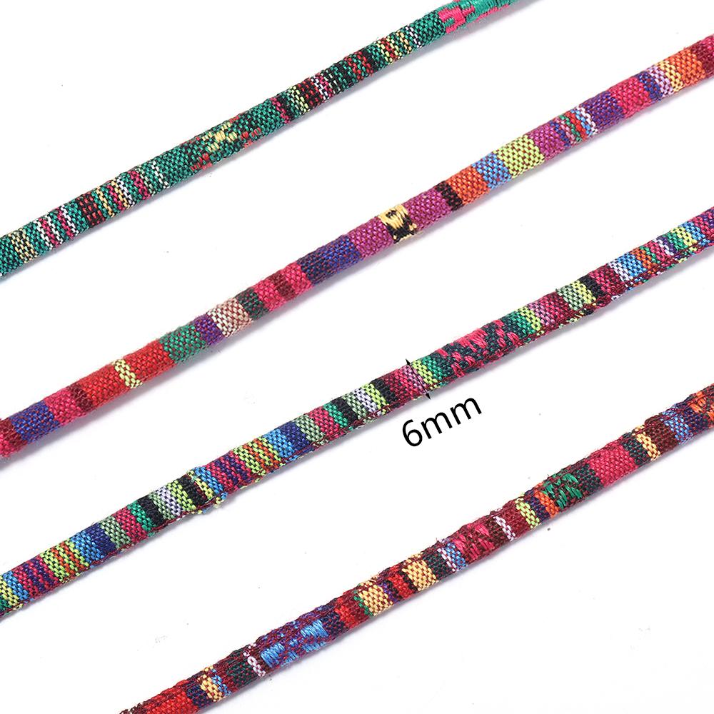 6mm Round Cotton Cords Handmade Colorful Ethnic Style Jewelry Rope For Ornament Making DIY Crafts Bracelet Necklace Accessories