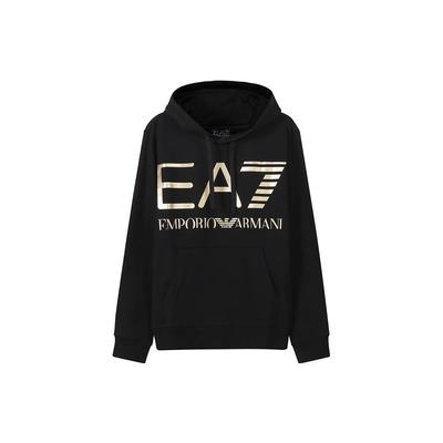 Emporio Armani EA7 Осень/Зима 22 Логотип Фольгированный Принт Повседневная Толстовка Мужские толстовки Черный 6LPM52-PJFGZ-0208
