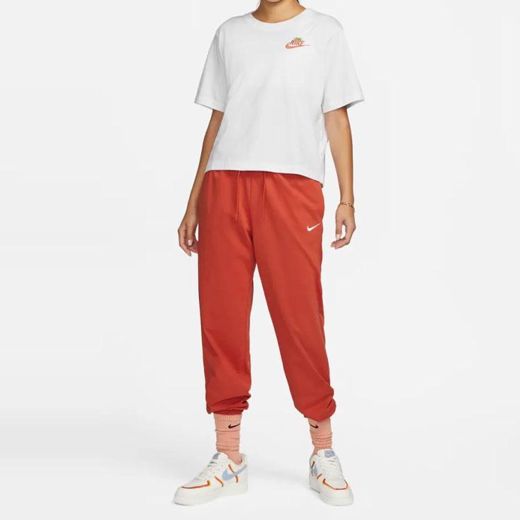 Nike Футболка с логотипом в виде мультяшной клубники, удобная, дышащая, модная, с круглым вырезом, универсальная, с коротким рукавом, женская, белая DR9017-100