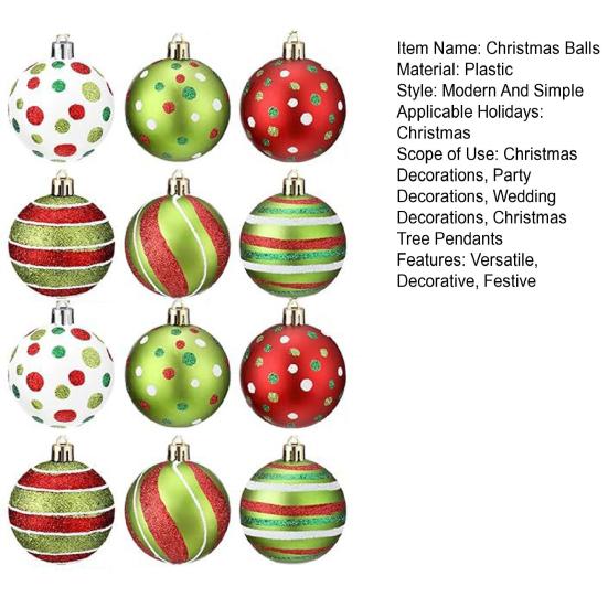 12 шт. Рождественские шары 2,4 дюйма, пластиковые подвесные шары для рождественской елки, блестящие спиральные конфеты, эльфы, рождественские безделушки, набор для декора праздничной вечеринки