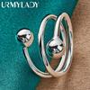 925 Sterling Silver Double Round Head Ring Fashion Charm Jewelry MR003