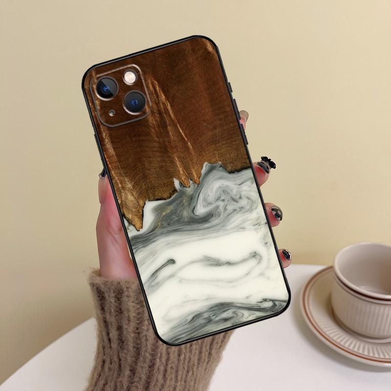Wood Resin Pattern Phone Case For iPhone 15 Pro Max 11 12 13 14 16 17 Pro Max mini Plus 16e 17 Air Cover Funda