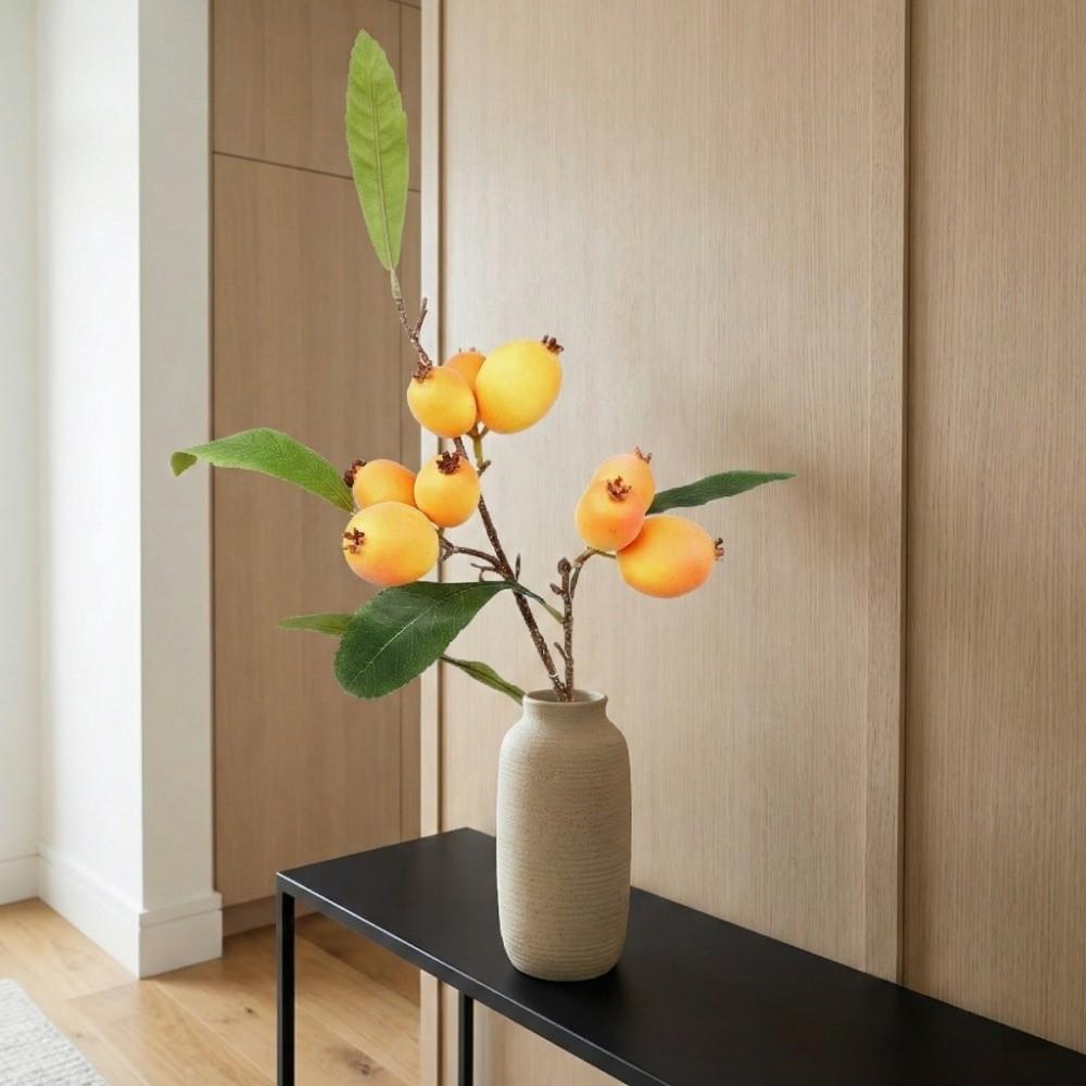 Luxury Artificial Loquat Fruit Branch Faux Loquat Fake Plants Simulation Fruit Tree Gift