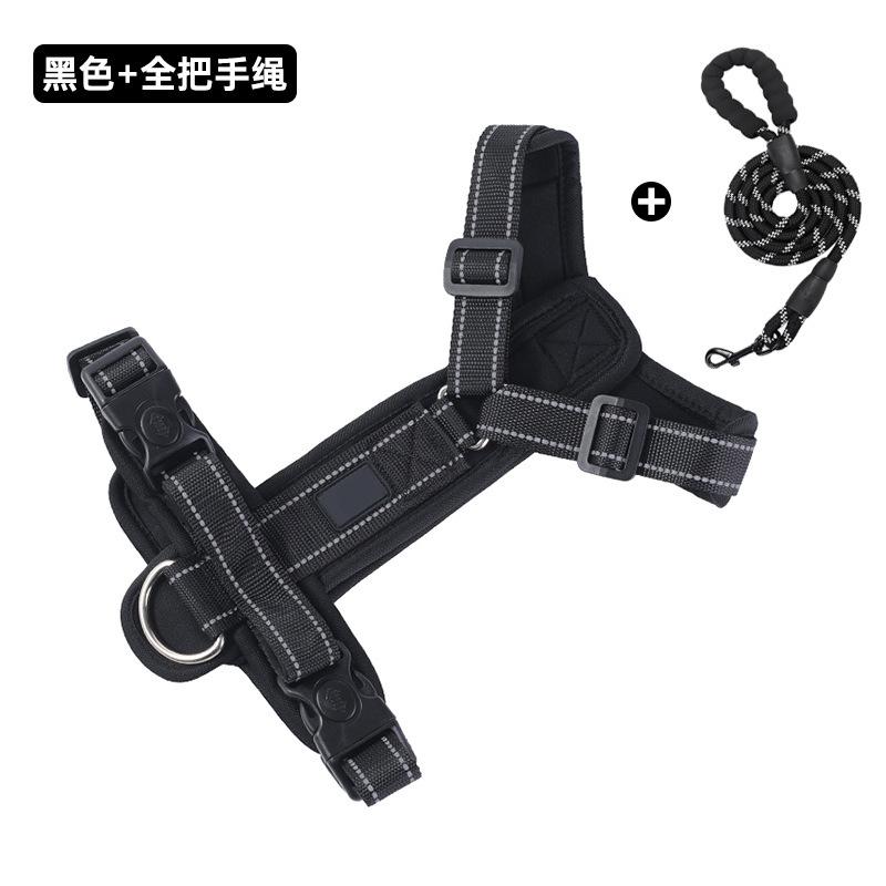 Большая собачья грудь и спина, не рвущийся I-образный поводок для выгула собак. Удобный, дышащий, износостойкий, взрывозащищенный и не давящий на шею поводок.