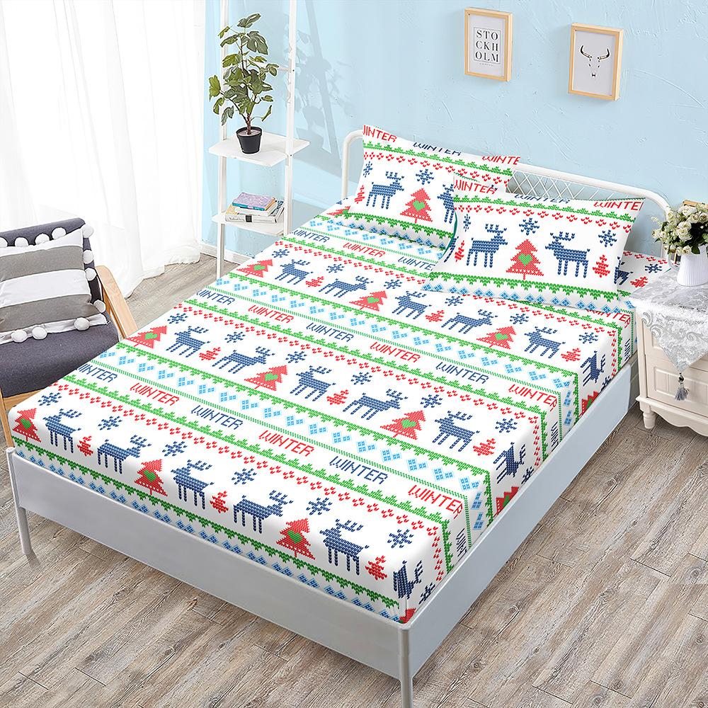 Christmas Mattress Three-Piece Bedspread Children'S Kit Mattress Protective Cover