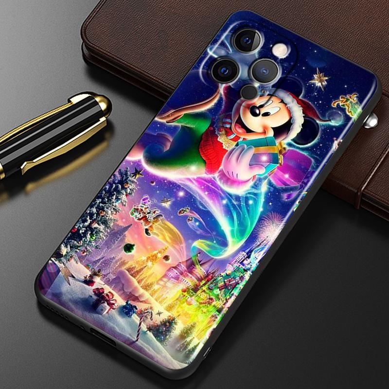 Фейерверк Минни Микки для iPhone 15 14 13 12 11 XS XR X 8 7 SE Pro Max Plus Mini черный чехол для телефона TPU