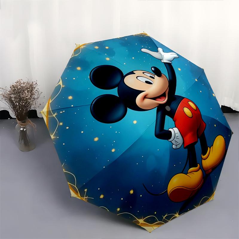 Mickey Mouse,Magic Circle Themed Automatic Opening and Closing Folding Umbrella, Reinforced 8 Ribs, Compact Travel Design, Fashionable Foldi