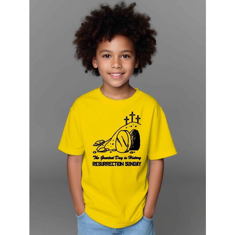 Boys Crewneck Short Sleeve T-Shirt, Resurrection Sunday Cute Print