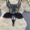Porno Sheer Lace Nightwear Playsuits Women Sheath Hollow Out Lingerie Ruffles Jumpsuits Female Short Transparent Sexy Bodysuits 2024