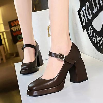 Мода 2025 Новая мода Винтажные массивные туфли на высоком каблуке Туфли на платформе Летние супервысокие Черные туфли Лолита Мэри Джейн Женские туфли