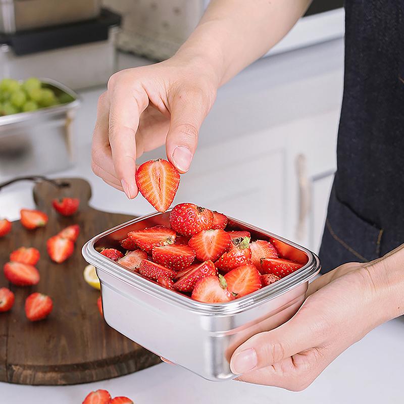 Контейнер для еды из нержавеющей стали, коробка для хранения свежих продуктов с герметичной крышкой, холодильник для хранения обедов и блюд, кухонный набор, круглая квадратная миска