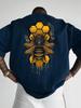 Mens Casual Tshirt Bee  Honeycomb Street Art Graphic Tees Cotton Short Sleeve Tops Summer