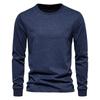 Men O-neck Cotton Long Sleeve Men's T-shirt Solid Color Letter Print Casual T Shirts for Men New Spring Tops Tee Men Clothing
