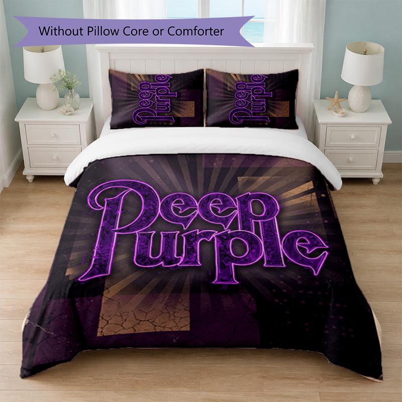 Deep Purple Print 3Pcs Bedding Set Duvet Cover With Two Pillowcases Soft Bed Linen For Household Bedroom