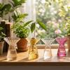 Colored Hydroponic Vase Vertical Striped Flower Pot Terrarium Decorative Vase  Office