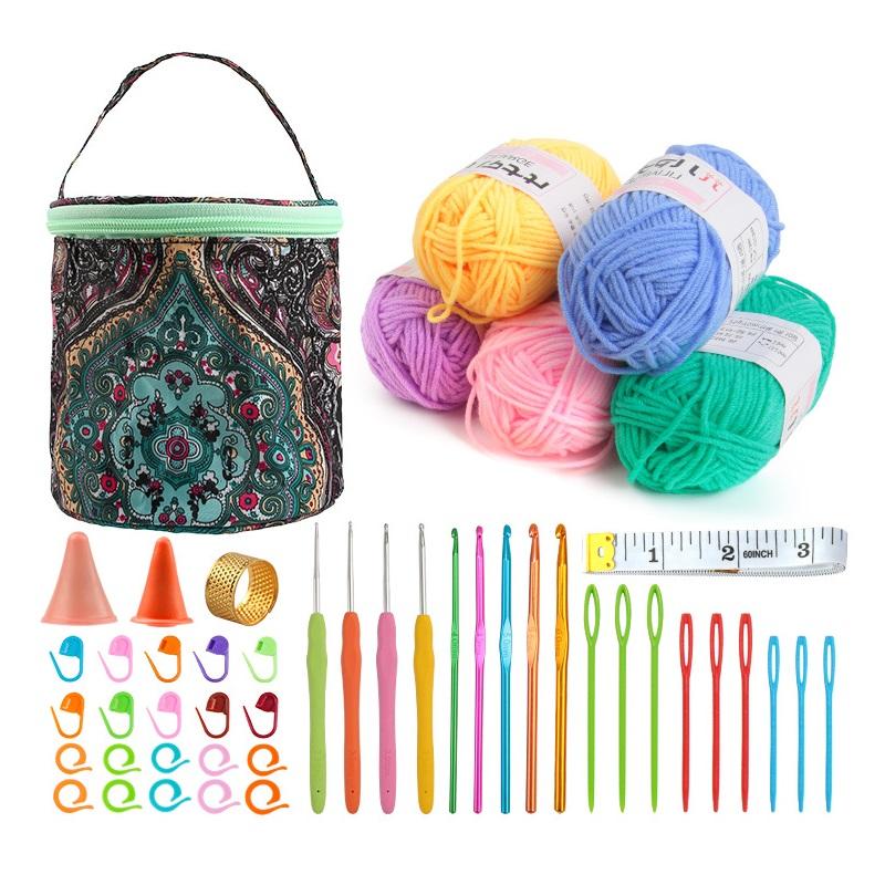 Crochet Kniting Bag Handmade DIY Set Doll Material Yarn Ball Weaving Craft