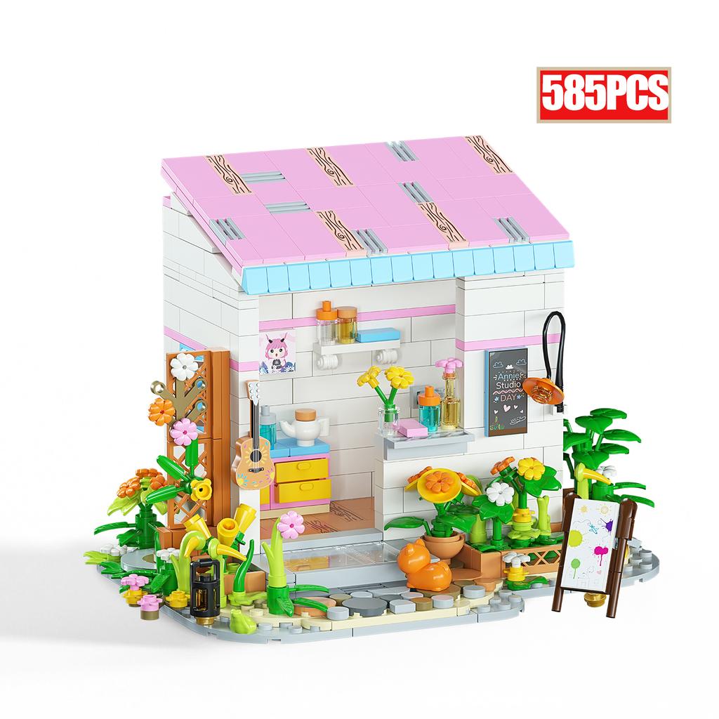 NEW MINI Set Flower Bouquet House Model Building Blocks MOC Street View Fairy Tale Town Bricks Assembly Children Kids Toys Gifts
