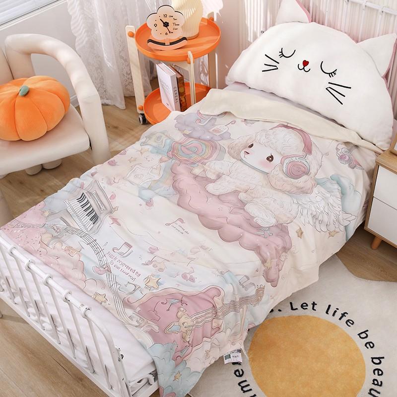 100% Cotton Lightweight Blanket Kids A-Grade Safety Soft Breathable Toddler Bedding AC Room Dormitory