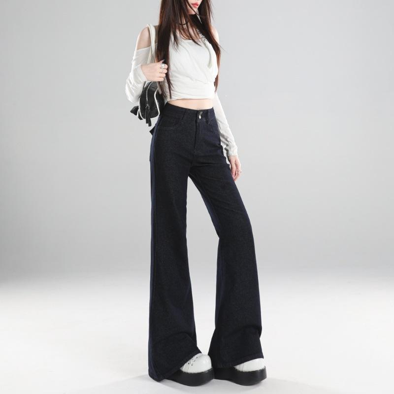 Autumn American-style denim high-waisted slightly pulled jeans for women's autumn and winter new Spice Girls slim-fitting without sticking to their