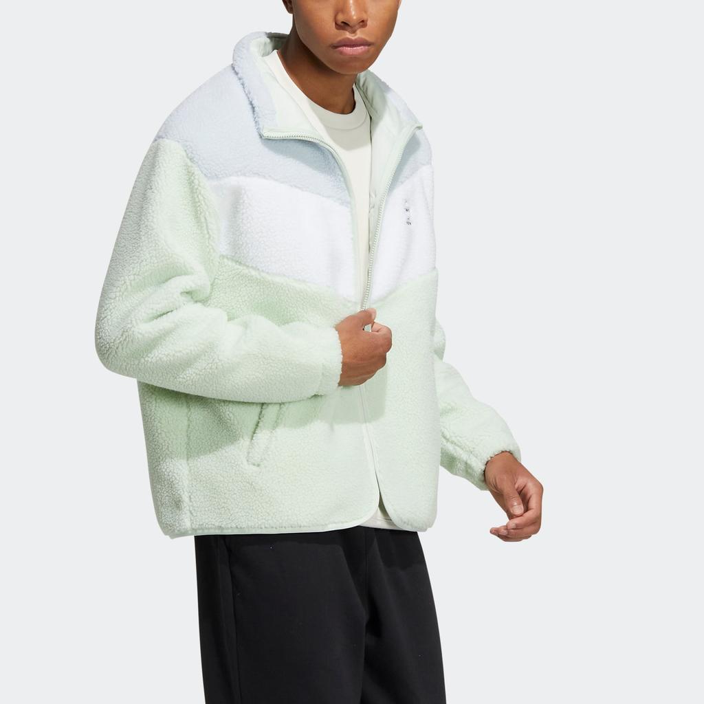 Adidas Neo Logo Print Лоскутная куртка с воротником-стойкой на молнии Куртки унисекс Зеленые HY9653