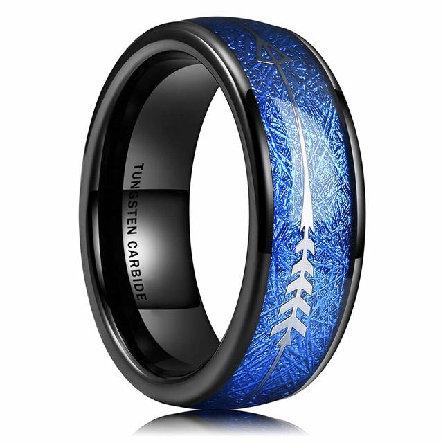 Fashion 8mm Silver Color Brushed Men 'S Stainless Steel Ring Colorful Abalone Shell Inlay Men 'S Ring Wedding Band Jewelry Gifts