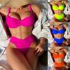 Women Bikini Solid Color Swimwear Sexy Swimsuits Beach Wear Bathing Suit