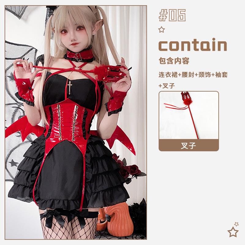 Halloween Costume Adult Diablo Goth Maid Costume Sexy Imp Anime Cosplay Bat Costume