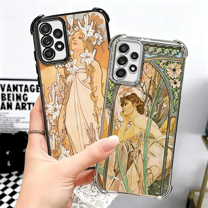 Винтажный чехол для телефона с покрытием Альфонс Муха Primavera для Samsung A17 A07 A37 A57 A16 A56 A15 A55 A14 A54 A13 A53 A26 A36 A25 A35 A2