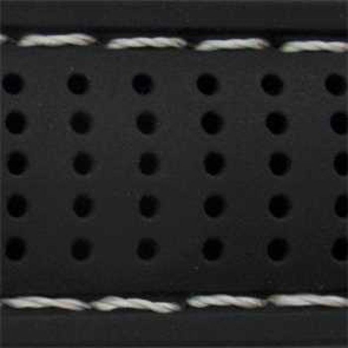 Bracelet de montre - MY-MONTRE - 20mm - Silicone noir/blanc - Boucle argentée - Taille XL 205mm