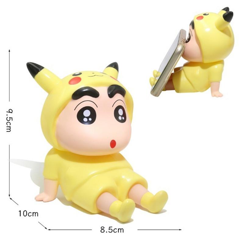 Crayon Shin-Chan Mobile Phone Kawaii Anime Desktop Ornaments Cartoon Watching Tv Phone Support Cute Doll Decorations Toy Gifts