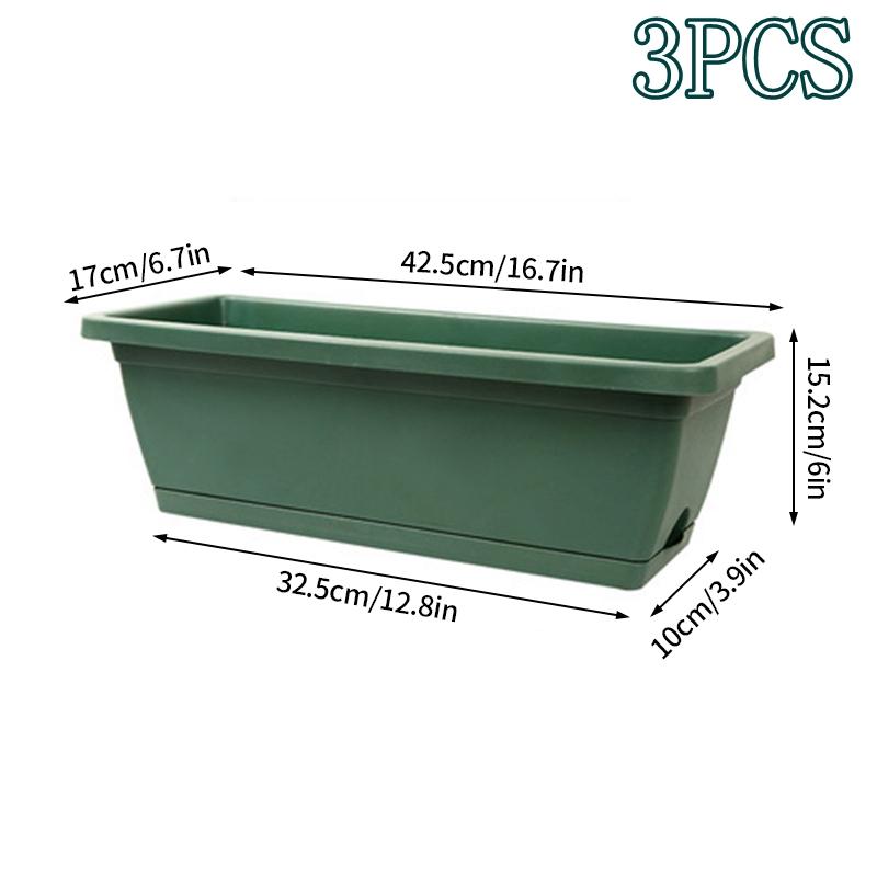 3шт прямоугольные кашпо цветочный горшок балкон дворик овощной корыто для посадки цветов пластиковые питомники цветочный горшок оптовая продажа