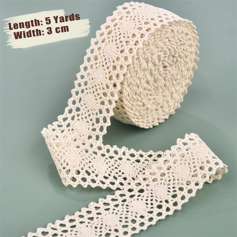 5 ярдов хлопчатобумажного кружева с волнистым плетением из хлопчатобумажной нити, ручной работы, DIY, материалы для одежды, штор, кружево, атласная лента
