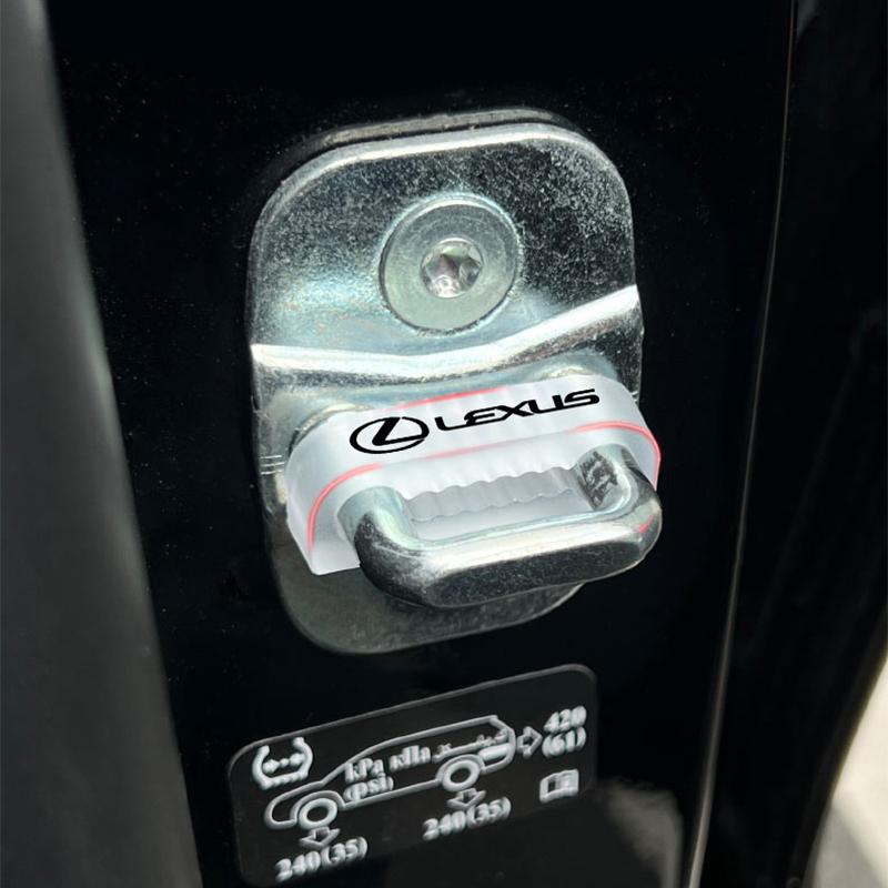EZQZ3 4Pcs Car Door Lock Buckle Protective Cover Shock Absorber For Lexus Ct200h IS300h RX400h RX350 RC RX450h GS RX RX270 NX300h UX