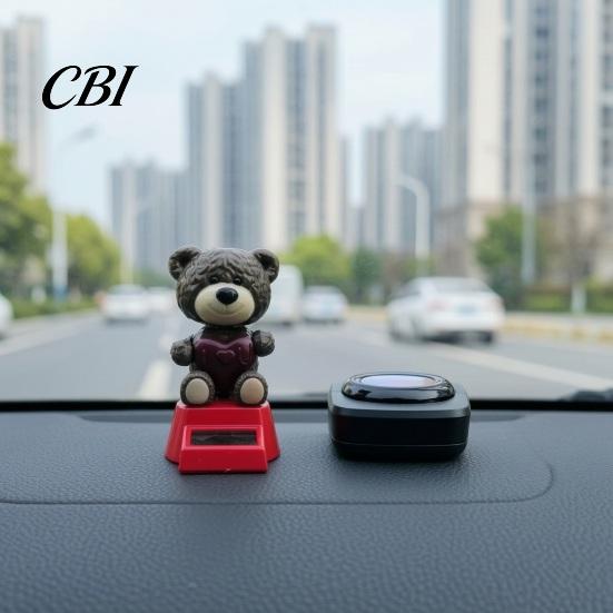 Solar Powered Car Accessory Ornament, Love Bear Shaking Head Dancing Doll, Auto Decoration Interior Accessories, Romantic Dashboard Decoration,