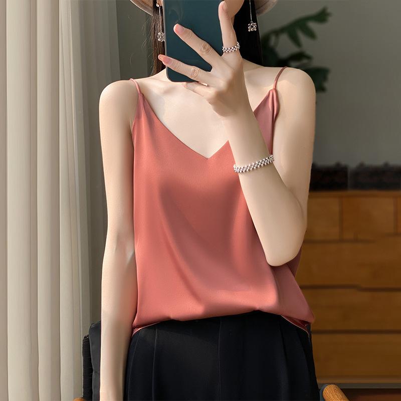 Silk Camisole Summer Female V-neck Inner Sleeveless Blouse Halter Tops for Women