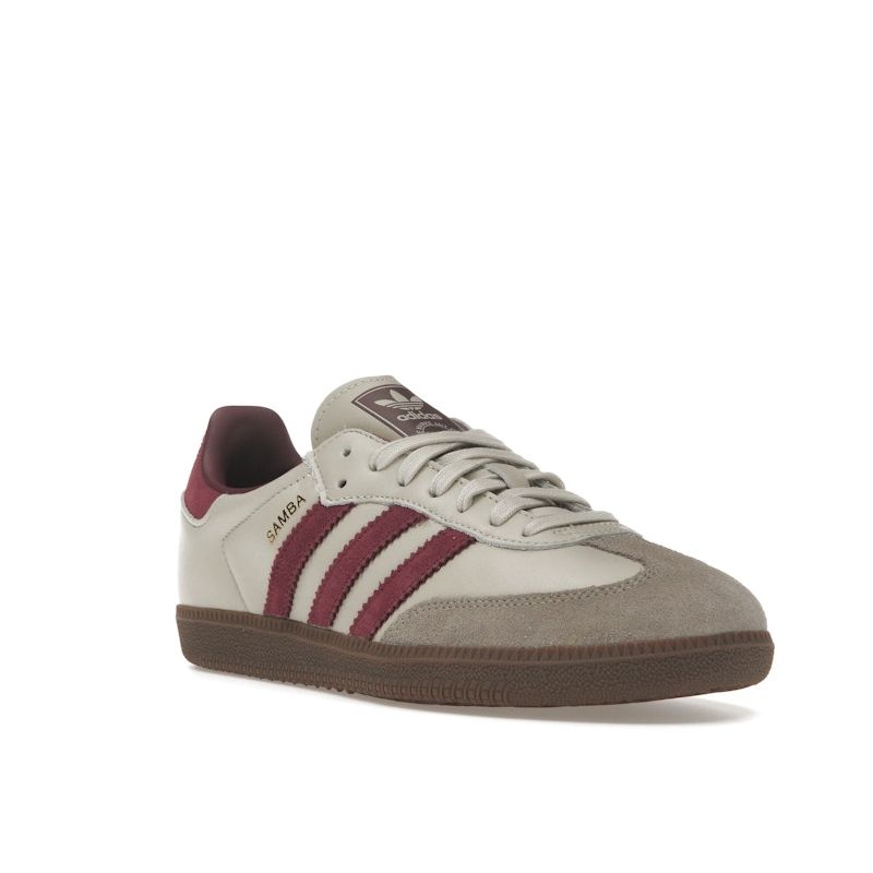 Adidas Samba OG Putty Grey Maroon Unisex Sneakers Gold-Metallic ID1482