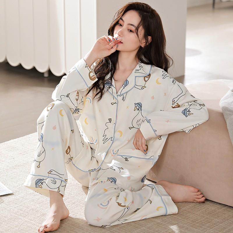 Women's Cardigan Long-sleeved Long Pants Cotton Pajamas Homewear   New Women's Cute Cartoon Comfortable Suit Can Be Worn Outside