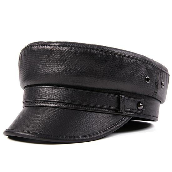 Autumn and Winter Europe and America Middle-aged and Elderly Motorcycle Men Leather Rock Pirate Cap Captain Cap Outdoor Flat Cap