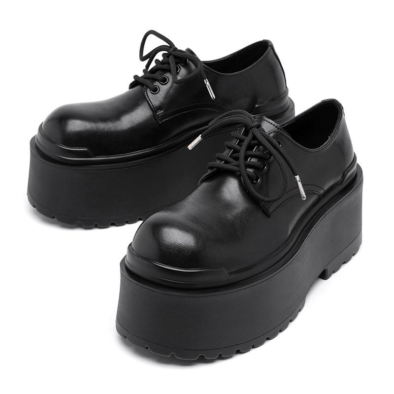 2025 новые мужские туфли осень-зима на шнуровке повседневные универсальные трендовые сверхвысокие кожаные туфли на толстой подошве мужские 66645-R