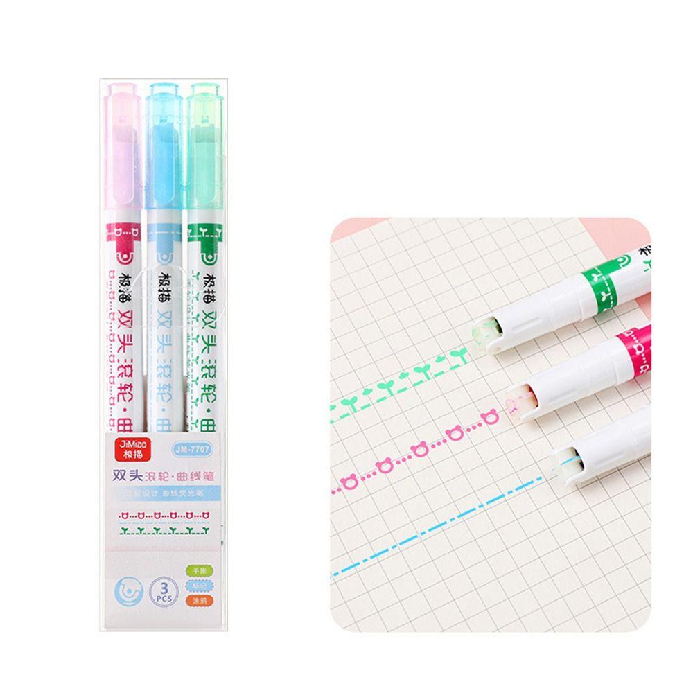 Curve Line Double Head Marker Multiple Shapes Markers Pen Curve Highlighter Pen Integrated