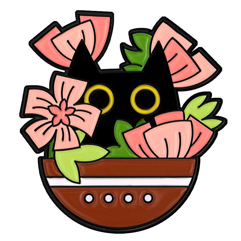 Kawaii мультфильм кот металлические броши влюбленные пара черный кот белый кот мини-значки детская одежда для взрослых украшения булавки