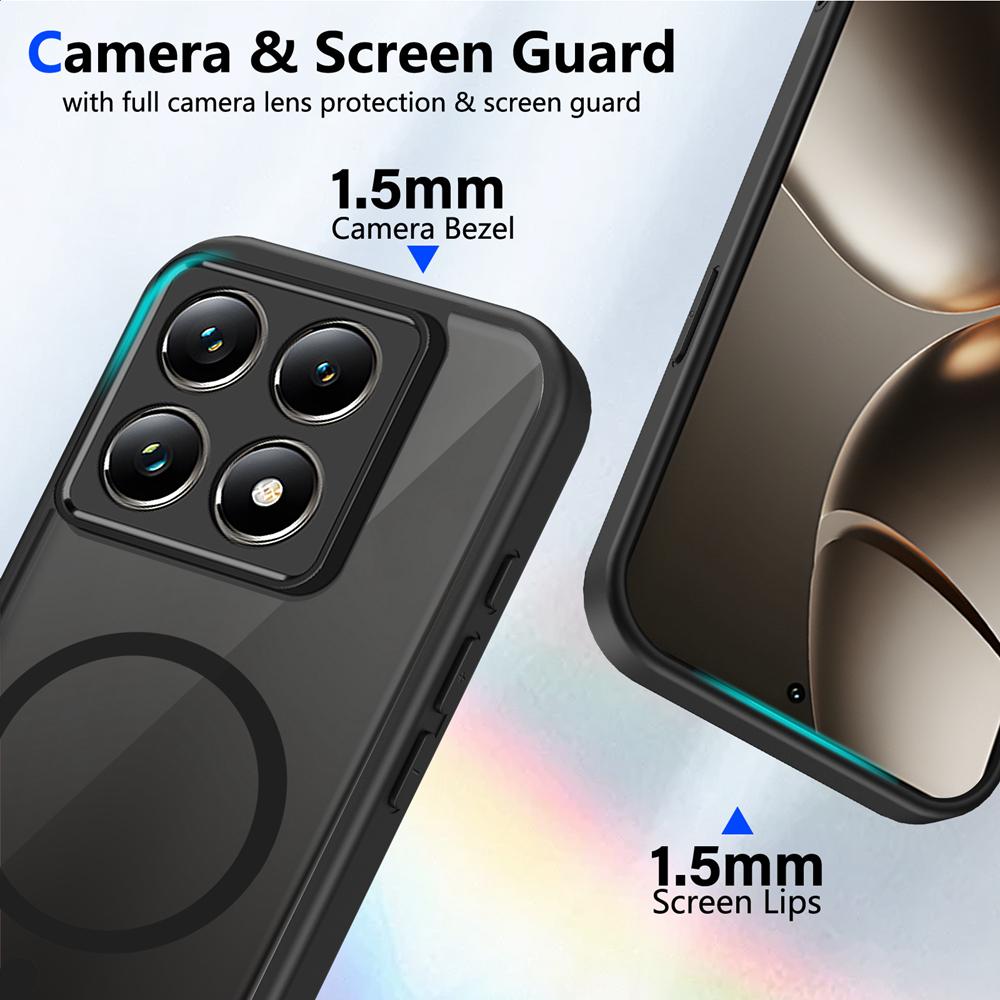 KEYSION Магнитный чехол для телефона для Xiaomi 14T Pro 5G Силикон+ПК Матовый Полупрозрачный Прозрачный Ударопрочный Задняя крышка для Xiaomi 14T