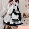 [HUIJUFU] Women's Realistic Fluffy Plush Cat Crossbody Bag (Black & White, Large)